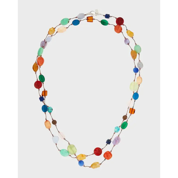 Margo Morrison Carnival Multi-Stone Long Necklace with Toogle Clasp - Picture 1 of 5